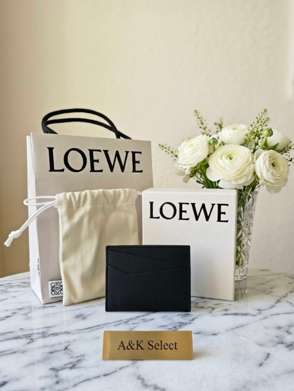 Loewe Black Cardholder with Cream Packaging